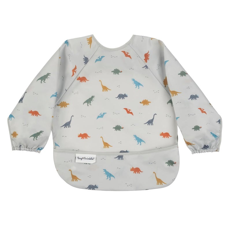 Tiny Twinkle Long Sleeve Bib for Babies & Toddlers - Waterproof Smock Bib for Eating - Machine Washable & Mess-Proof, Baby Feeding Essential & Shower Must-Have(Dinosaur, 6-24M) - Image 1